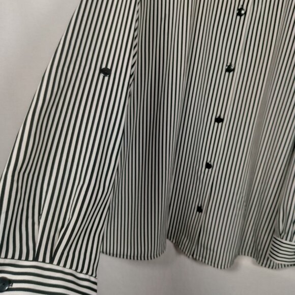 Vintage 90s Claudia Richard Blouse Woman Plus Size 2X Black White Striped NOS - Picture 10 of 15